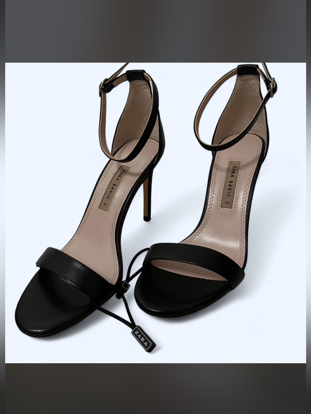 Zara Black Ankle-Strap Stiletto Heels